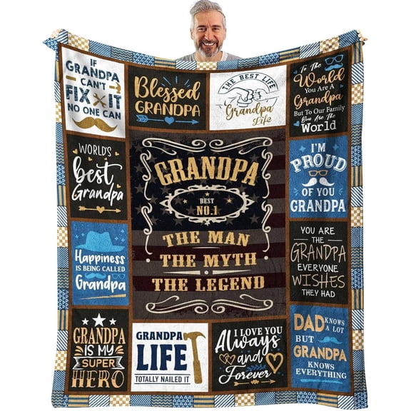 Grandpa Gifts Throw Blanket 60" x 50", Birthday Gifts for Grandpa from Grandchildren Grandkids, Best Gift for Grandfather from Granddaughter Grandson
