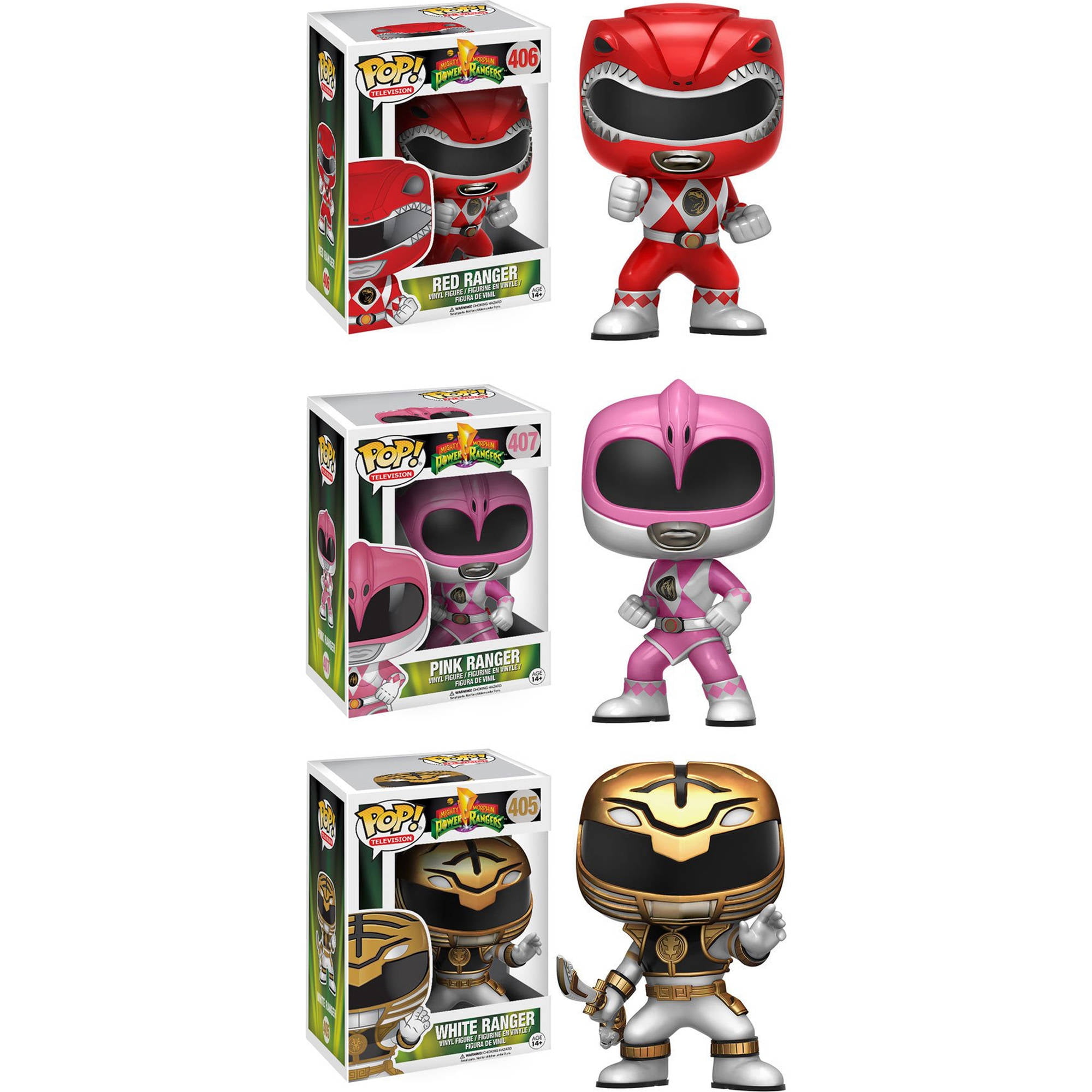 Funko POP! Power Rangers Collectors Set, Includes Red Ranger, Pink Ranger and White Ranger