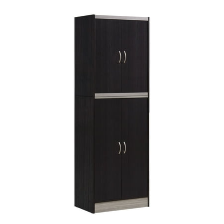Hodedah 4-Door Kitchen Pantry with 4-Shelves, Beech
