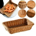 thumbnail image 1 of 1PC Fruit Basket Vine Weaving Woven Bread Baskets Rectangle Tabletop Food Fruit Storage Tabletop Serving Trays Restaurant Home Kitchen Serving Display Rattan Baskets For Kitchen Storage Brown, 1 of 8
