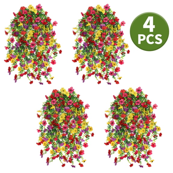 Artificial Hanging Flowers - 29.5 Inch UV Resistant Fake Plants for Outdoor Porch,Garden,and Indoor Wall Decor,4 Pcs
