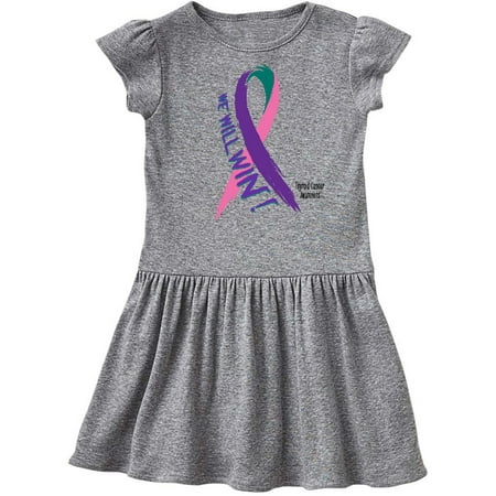 

Inktastic We Will Win Against Thyroid Cancer Ribbon Gift Toddler Girl Dress