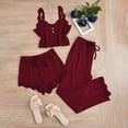 thumbnail image 2 of IMENGL Women's Pajamas Set Loungewear Pyjamas Of 3 Lace Pyjamas V Neck Tank Top Pyjama Shorts 3 Piece Leisure Suit Onesises Sleepwear Pajama Sets for Women,Red, 2 of 8