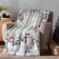 thumbnail image 2 of Merry Christmas Flannel Blanket for Bed,Travel and Camping, Red Hat Snowman Pine Tree Leaf Grey Snow Scene Super Soft Cozy Blanket for All Seasons 32"x48", 2 of 9