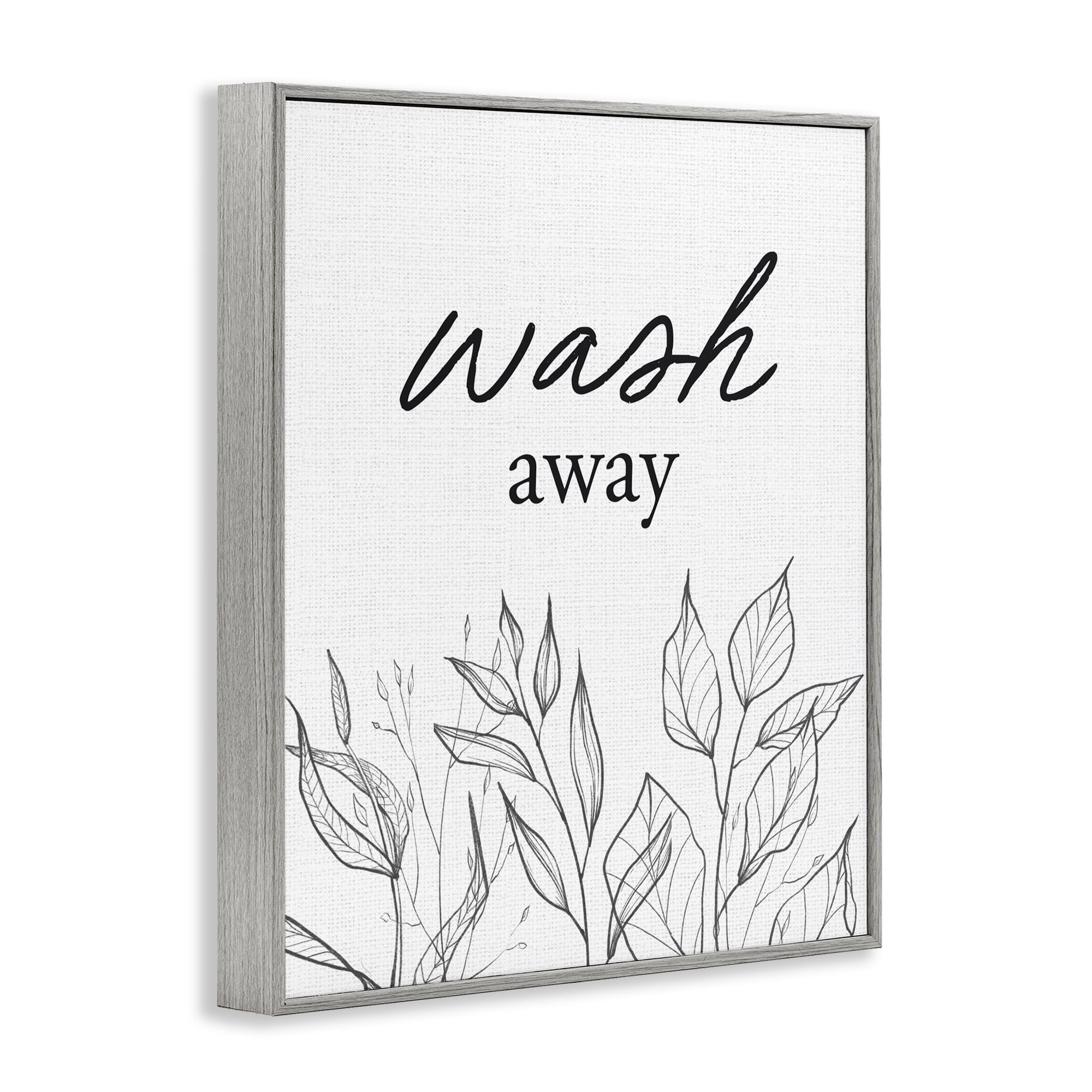 Minimalist Leaves Wash Away Gray Framed Giclee Art, design by Lettered and Lined