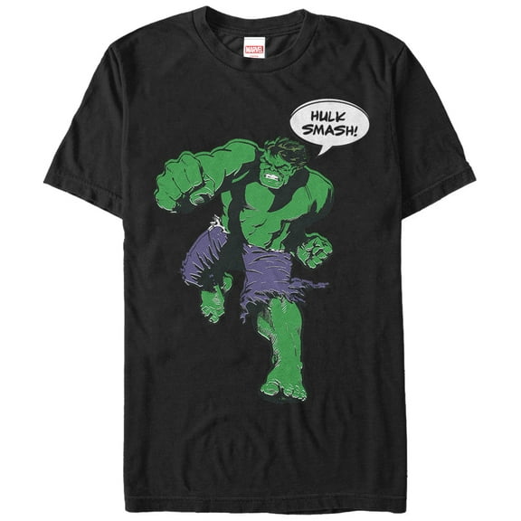 Men's Marvel Hulk Smash Classic Graphic Tee Black Medium