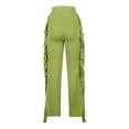 thumbnail image 5 of ATOYSOY Women's High Waist Trendy Pants Ruffle Patchwork Wide Leg Skinny Pants Solid Color Tassels Sweatpants Clearance Trousers Casual Workout Palazzo Pants Retro Green S, 5 of 6