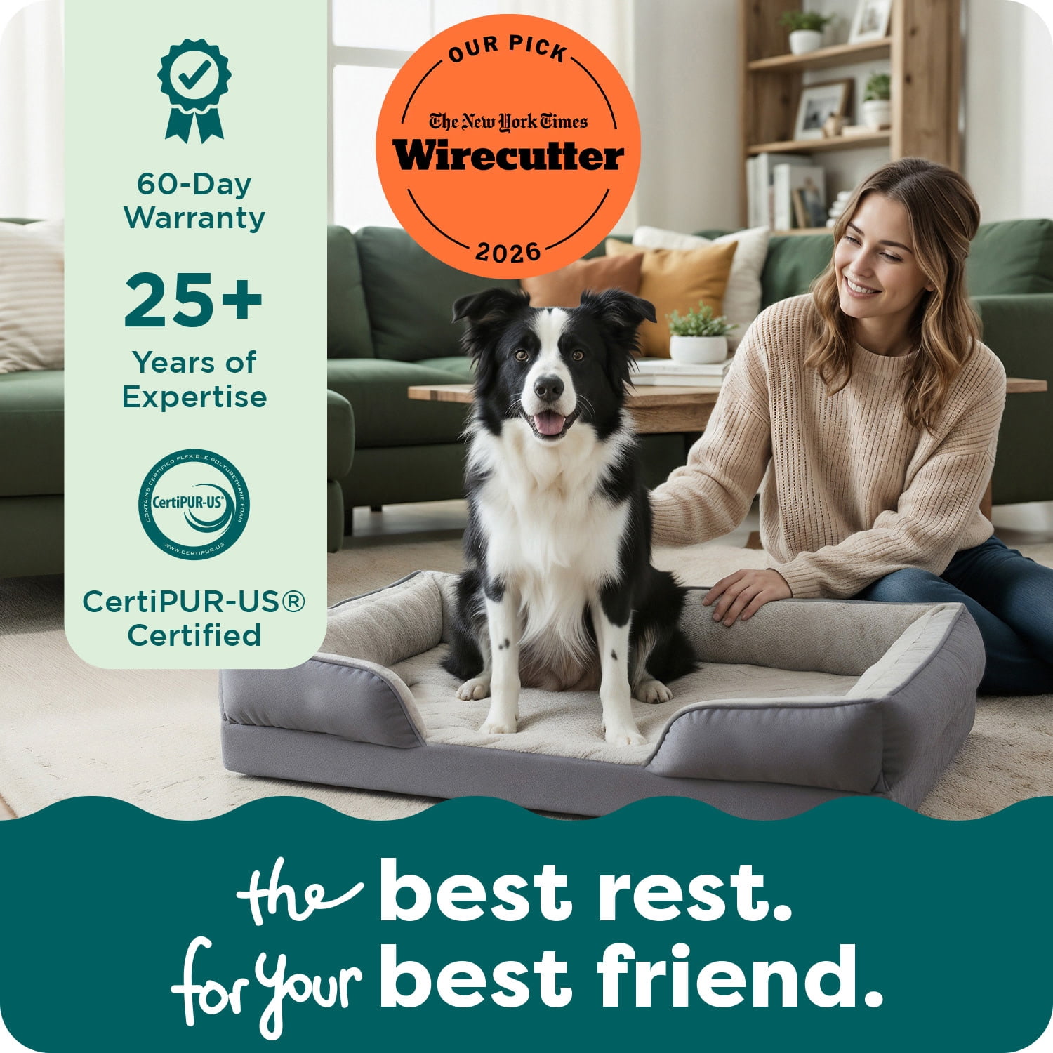 FurHaven Velvet Waves Perfect Comfort Cooling Gel-Top Sofa Pet Bed, Granite Gray, Medium, 1 Count