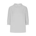 thumbnail image 5 of tklpehg Fall Womens Tops Crew Neck Retro Tops Going Out Tops Womens Clothes Solid Color 3/4 Sleeve Tops Comfortable Fall Clothes Leisure Blouses Pullover White M, 5 of 5