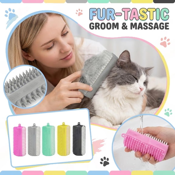 1 Pet Silicone Grooming Brush, 3-In-1 Deshedding, Bathing & Massaging Tool With Gentle Bristles For Removing Loose Fur, Dirt & Tangles, Ideal For Cats, Dogs And Small Pets For