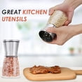 thumbnail image 4 of Dompilc 2 - Pack Salt & Pepper Grinder Set: Refillable, Adjustable Coarseness, 6oz Stainless - Steel Mills with Glass Containers, 4 of 7