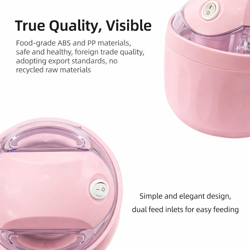 Small Home Mini Ice Cream Maker, One-Touch Diy Dessert Maker and Pre-Freezer Bowl - Easy to Clean ,Makes Gelato, Frozen Yogurt, Sorbet & More