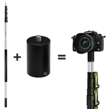 DocaPole 24 Foot Camera Pole – 6-24 ft Extension Pole + ClickSnap Camera Adapter for GoPro, Camera or Video Camera | Provides up to 30 Feet of Reach | Painters Pole Camera (Best Gopro Extension Pole)