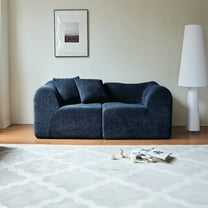 SOULART 76.38" Loveseat, Blue Sectional Sofa with Pillows, Modern Velvet Fabric Space-Saving Design for Small Spaces