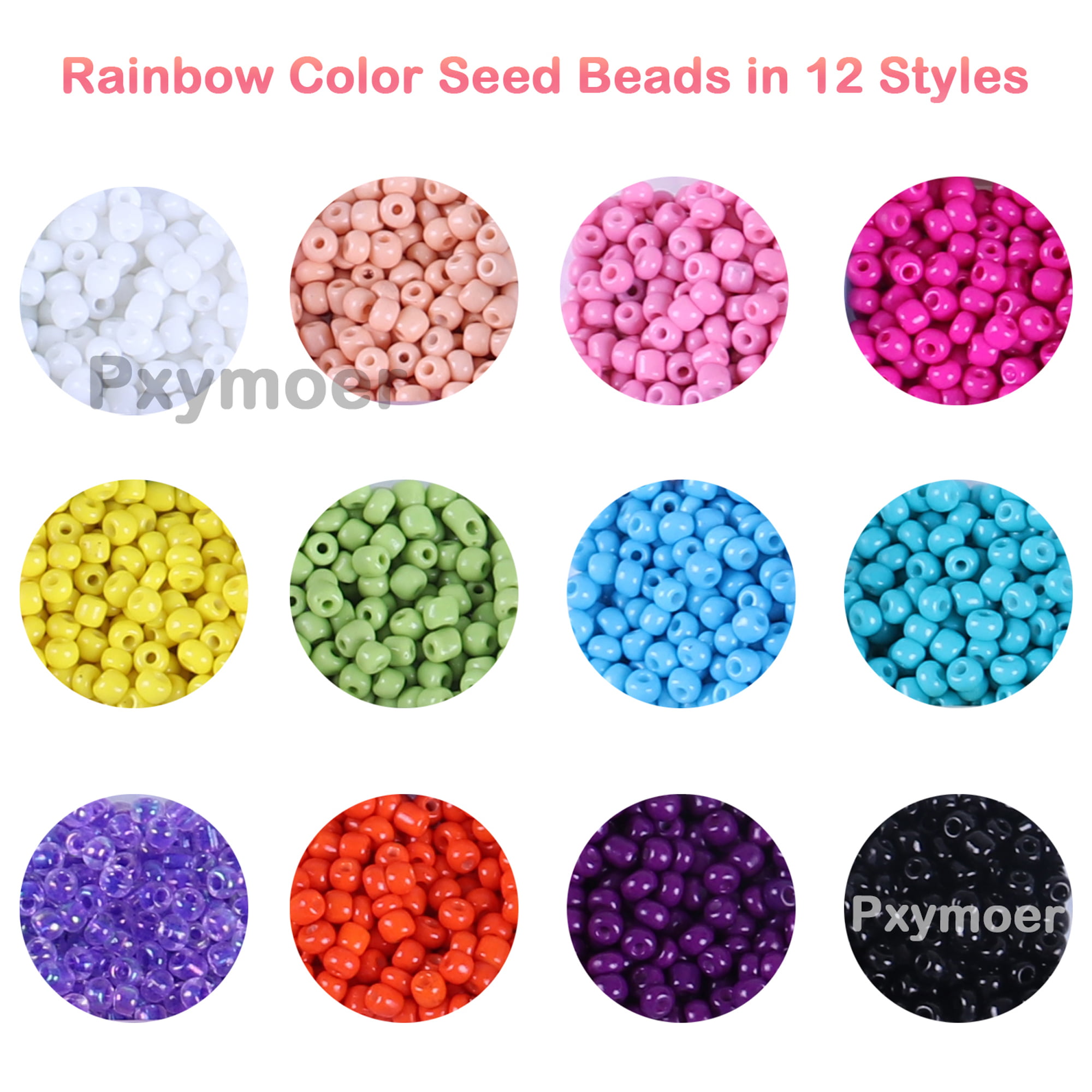 2600PCS 4mm Glass Seed Beads Bracelets Making Kit，600pcs Alphabet Letter  Beads for Jewelry Making and Crafts with Elastic String Cords，extended  chain