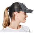 thumbnail image 3 of EONQY Ponytail Baseball Cap, Women's High Ponytail Hat Sun Hat Peaked Cap Versatile Washed Dad Hat for Outdoor Sports Such as Jogging and Tennis, 3 of 7
