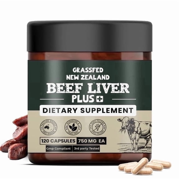 Chipchipa Grass-Fed Beef Liver Capsules 750mg, 120 Capsules – Non-GMO, Freeze-Dried, Rich in Vitamin A, Iron & B Vitamins for Liver Support, Sourced from New Zealand