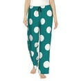thumbnail image 2 of Picia Teal And White Polka Dot Womens Soft Woven Cotton Elastic Waistband Sleep Pajama Pant Lounge Sleep Pant With Pockets And Drawstring-Small, 2 of 9
