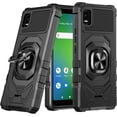 thumbnail image 2 of Compatible for Cricket Vision Plus Case w/Tempered Glass Screen Protector [Military Grade] Ring Car Mount Kickstand Shockproof Hard Phone Case - Black, 2 of 7