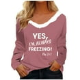 thumbnail image 2 of Sevevn Women's V-Neck Solid Casual Long Sleeve Fashion Top Blouse Pink XXXL Gift for Adults, 2 of 4