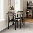thumbnail image 4 of CazToi 3-Piece Small Dining Table Set Square Wooden Tabletop & Metal Frame 2 Upholstered Chairs Space-Saving, 4 of 9