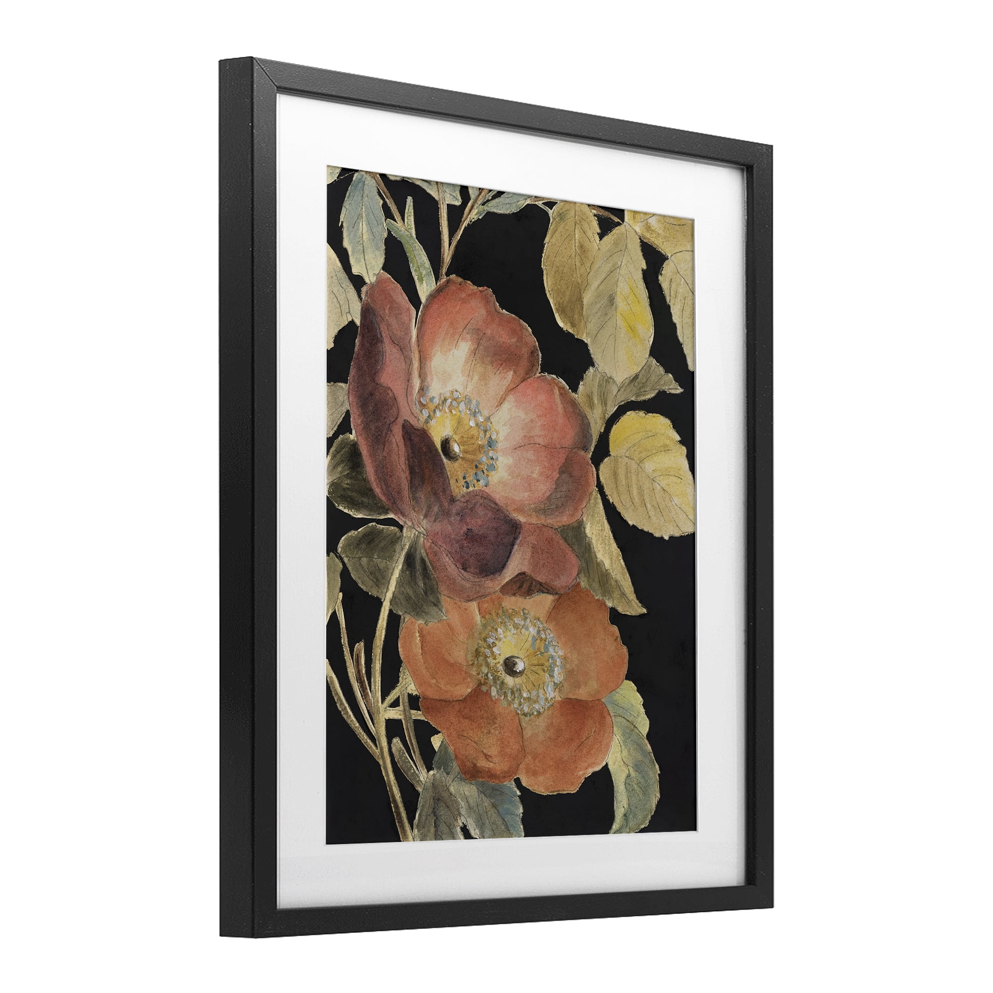 Stupell Industries Red Flower over Black Black Framed Print Under Glass, design by Lanie Loreth