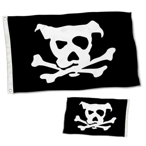 Dutern Double Sided Pirate Dog Flag Banner 3 Ply with Brass Grommets 3x5 Feet