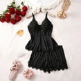 thumbnail image 3 of Likimi Pajamas For Women Set V Neck Solid Color Sleeveless Pjs Tops With Shorts Loose Fit Fashionable Sleepwear Black Size L, 3 of 3