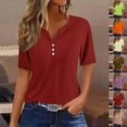 thumbnail image 6 of Lovskoo Summer Tops for Women 2024 V Neck Short Sleeve Casual Solid Color Top Blouse Rose Gold, 6 of 6