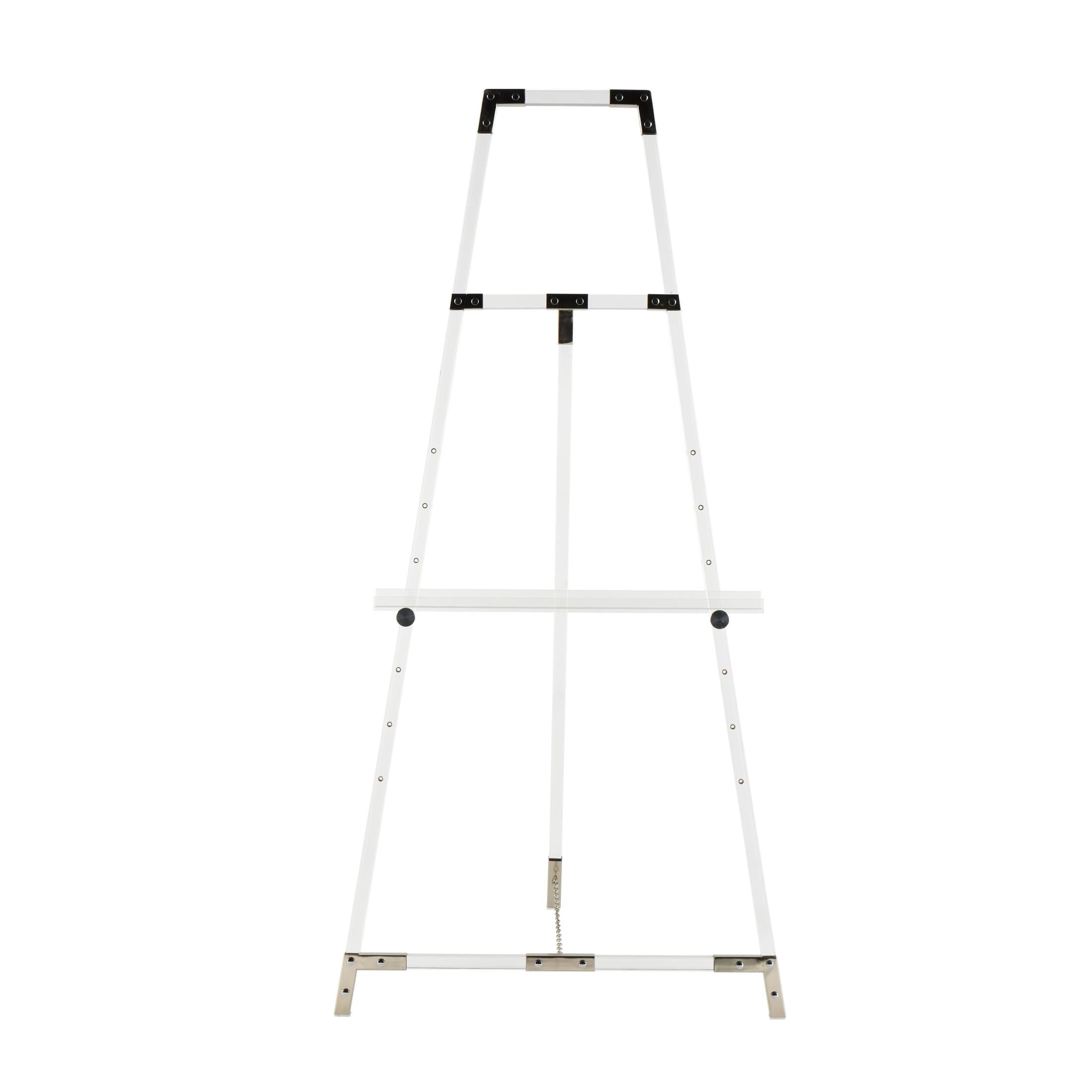 DecMode 24" x 57" Clear Acrylic Plastic Tall Adjustable Floor 7 Tier Easel with Silver Accents, 1-Piece