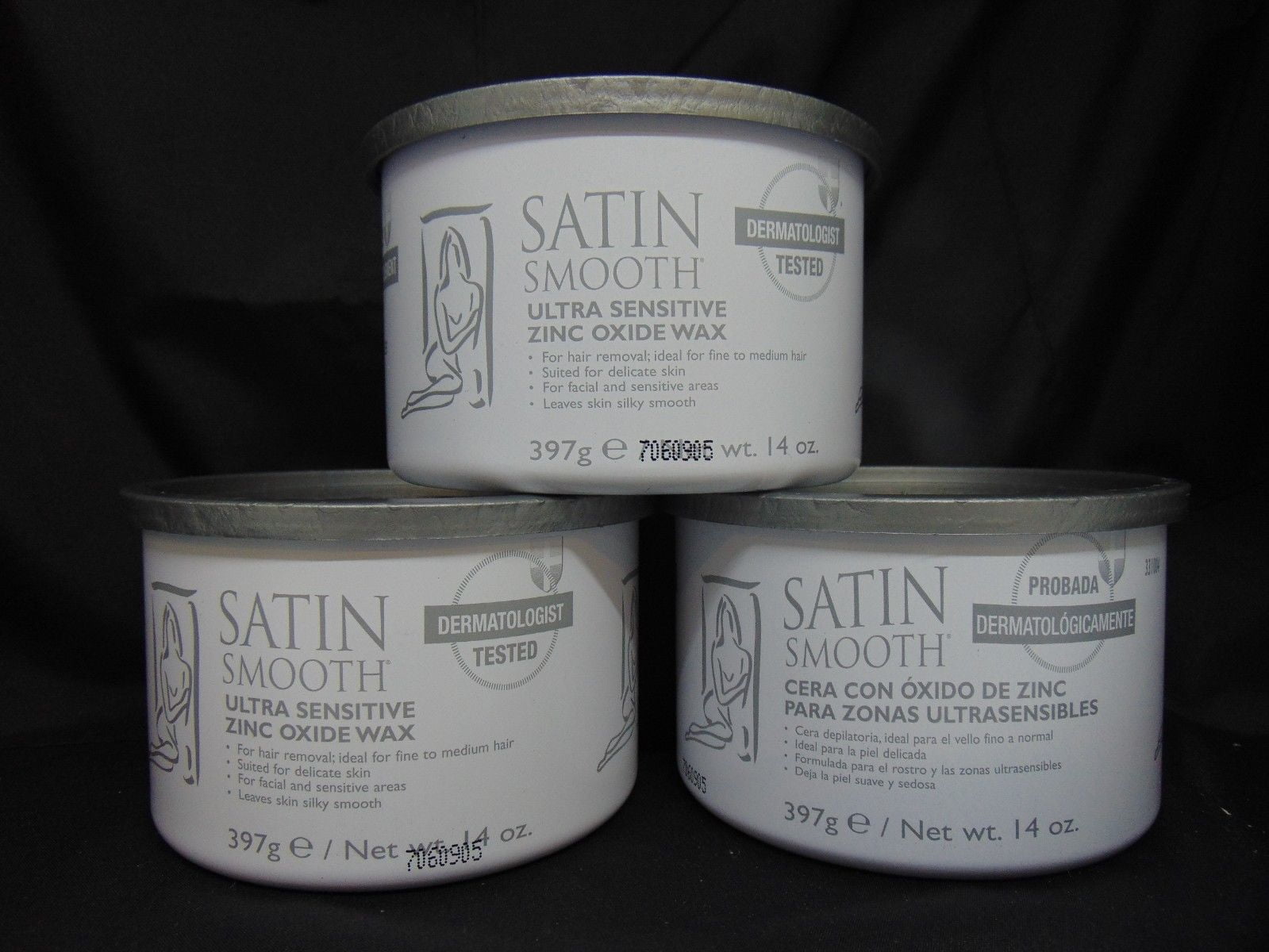 Satin Smooth Ultra Sensitive Zinc Oxide Wax 14 oz (Pack of 3)