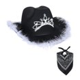 thumbnail image 5 of Western Cowboy Hat, Sequin Decorations Props Wide Brim Accessories Fedora Supplies for Party Favors Fancy Dress Girls Children Carnival Black, 5 of 8