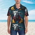 thumbnail image 2 of Fotbe Surrealist Goat Camisa Hawaiana para Hombre Unisex – Camisa Casual de Verano con Botones de Manga Corta de Algodón y Lino,3X-Large, 2 of 7