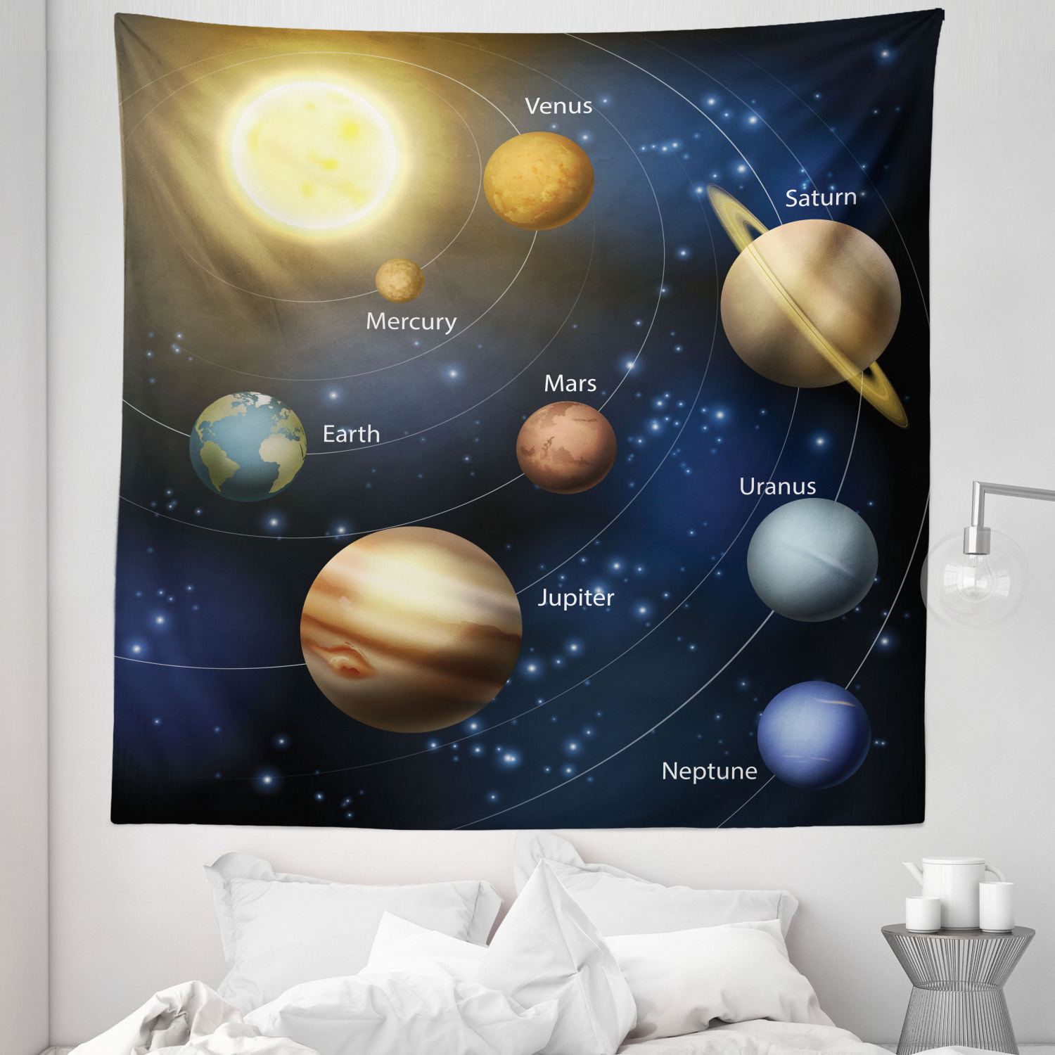 Space Tapestry, Realistic Illustration of Solar System Sun Planets ...