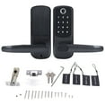 thumbnail image 1 of Cerradura de puerta biométrica con huella dactilar, Bluetooth, aplicación, contraseña y llave mecánica para control por voz., 1 of 14