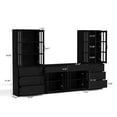 thumbnail image 3 of RichYa Kitchen Pantry Cabinet Set of 4,94" W Buffet Sideboard Coffee Bar with Glass Door Hutch,Modular Storage Cabinets with Shelves & Drawers for Dining Room,Black(DEED), 3 of 10