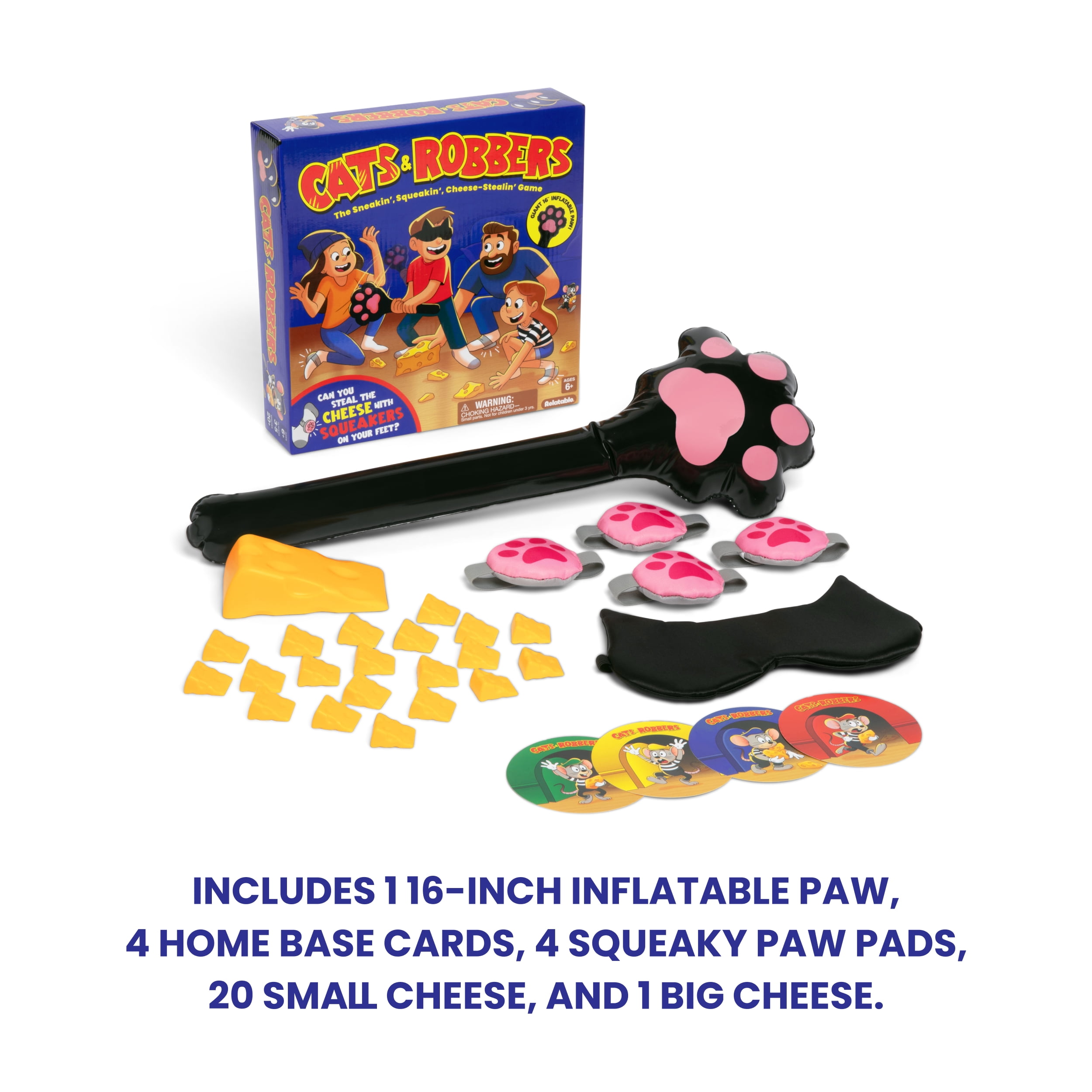 Cats and Robbers, An Up and Active Family Games Includes 1 Inflatable Paw, Cheese, Squeaky Mice Feet and More