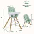 thumbnail image 5 of Evolur Zoodle 2-in-1 High Chair Booster Feeding Chair with Modern Design, Mint, 5 of 19