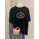 thumbnail image 1 of Women's Casual Short Sleeve T-Shirt with Slogan Print - Round Neck Regular Fit H-Silhouette Top for Spring Summer Fall, Versatile Casual Attire, Relaxed Weekend Outfit, Construction, Stylish Blouse, 1 of 6