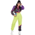 thumbnail image 4 of Leg Avenue Women's Rad 80s Tracksuit Halloween Costume, Purple/Green, SML/MED, 4 of 5