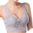thumbnail image 1 of Ohufall Womens Deep V-Neck Lace Bras Sexy Wirefree Plus Size Bras Fashion Solid Color Bralettes for Daily Wear, 1 of 2