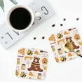 thumbnail image 5 of Pofeuu Cute Bee Honey Jar Hive Bear Print Leather Coasters Set of 6, Round Cups Mugs Mat Pad for Home Kitchen Heat Resistant Drink Coasters,Square, 5 of 7