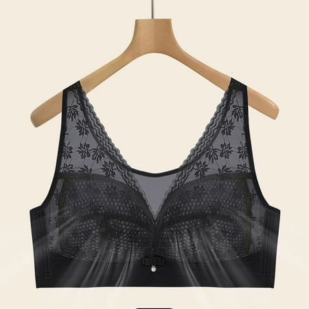 Elvqul Underwire Bras Women Breathable Lace Plus Size Bralette Black Underwear Wirefree Nylon Bras