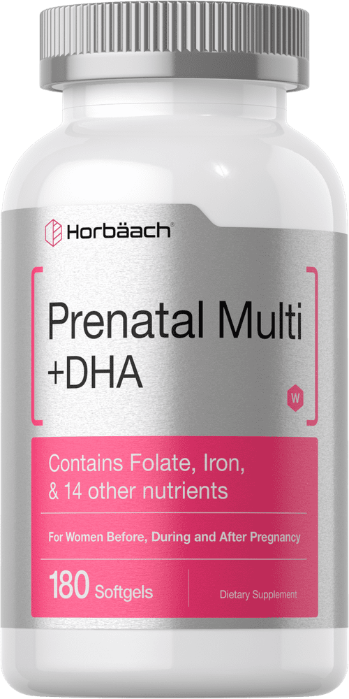Prenatal Multivitamin with DHA, Folic Acid & Iron | 180 Softgels | Non-GMO & Gluten Free Vitamins for Women | By Horbaach