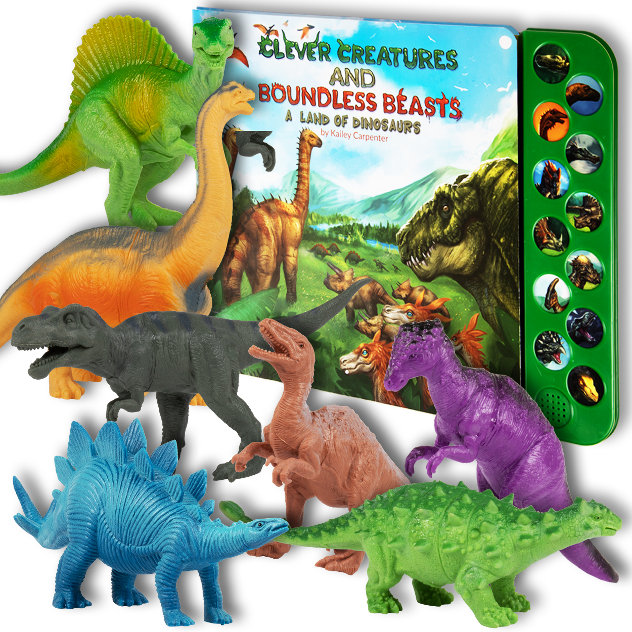 Giant Size 6 Educational Toys Realistic Dinosaur Figures Set w/ Dinosaur Booklet 