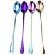 thumbnail image 1 of Cuchara de té helado con mango largo, cucharas para agitar café de acero inoxidable, juego de 4 cucharas largas de postre color crema (multicolor), aptas para lavavajillas - Tip-Tip- brillar  Electrónica, 1 of 5