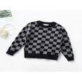 thumbnail image 2 of Chandail d'Automne pour Tout-Petit Fille Garçon, Tricot à Damier, Col Rond, Manches Longues, Chandail en Maille pour Enfants de 18 Mois à 6 Ans, 2 of 5