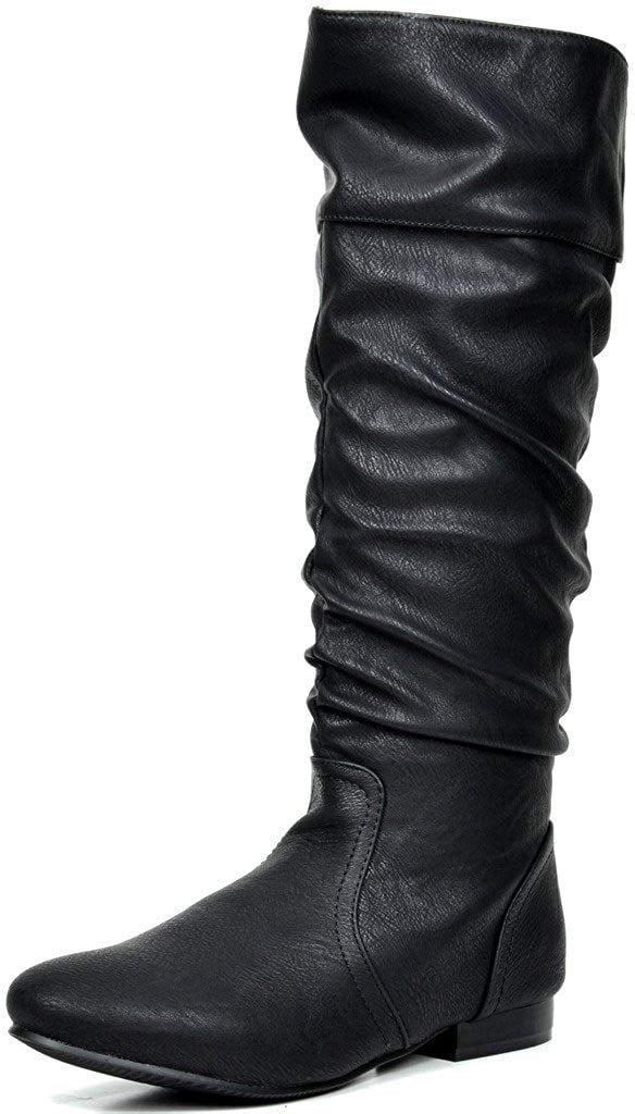 Women Winter Block Heel Knee High Wide Calf Boots Ankle Slouch Booties Shoes New 
