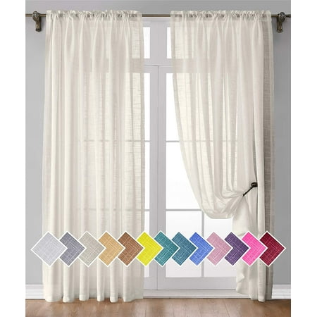 Natural Linen Curtain 63 Inches Long 2 Panels Light Filtering Semi Textured Sheer Rod Pocket For Living Room Bedroom Beige W35 X L63 Canada Natural Linen Curtain 63 Inches Long 2, White Linen Curtains 63 Inches Long