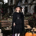 thumbnail image 6 of Enjoytime Girls Halloween Costumes Witch Dress Lace Up Witch Dresses with Cape Hat Belt Vintage Party Witch Outfit, 6 of 8